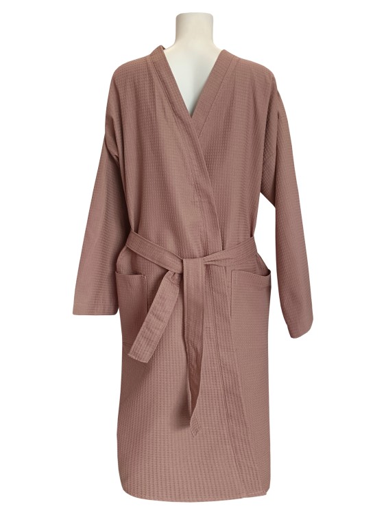 Men's waffle robe "Kimono", brown